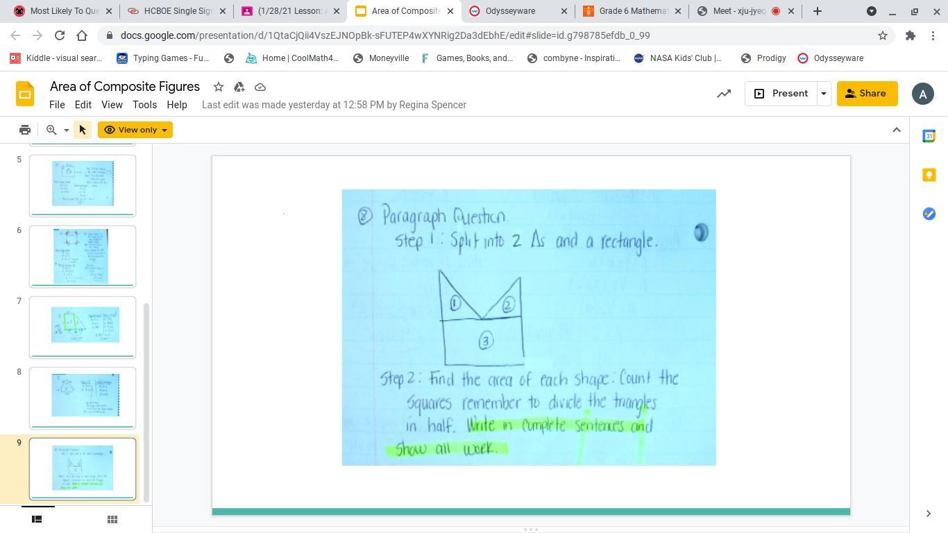 Find the area of the following figure. Explain or show how you got your answer.
