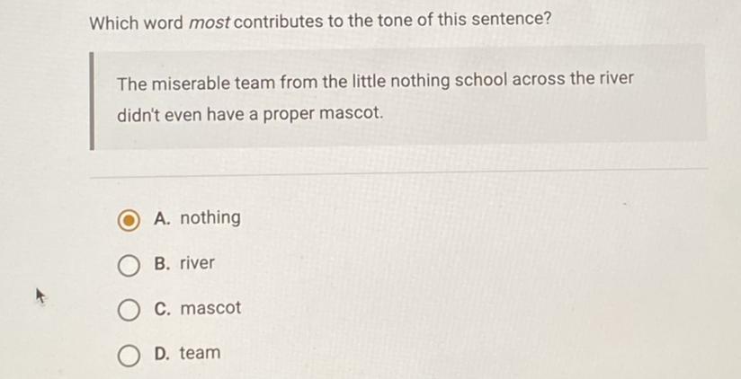 which word most contributes to the tone of this sentence?