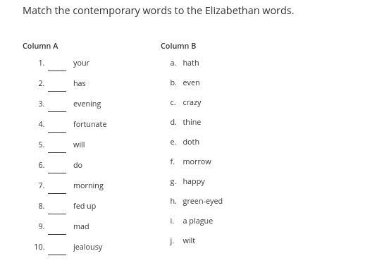 Elizabethan England words...