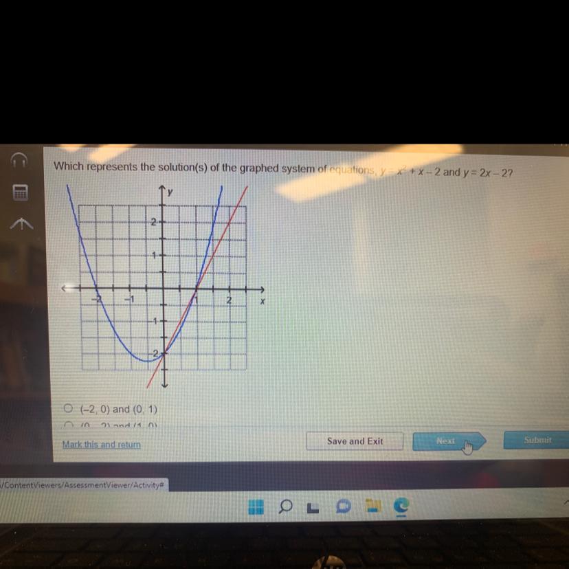 Which Represents The Solution(s) Of The Graphed System Of Equations, Y = X + X-2 And Y=2x-2?Ky102-t4WoO