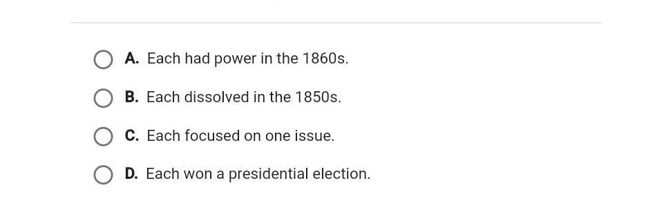 what was true about the whig, free soil, and know-nothing parties?