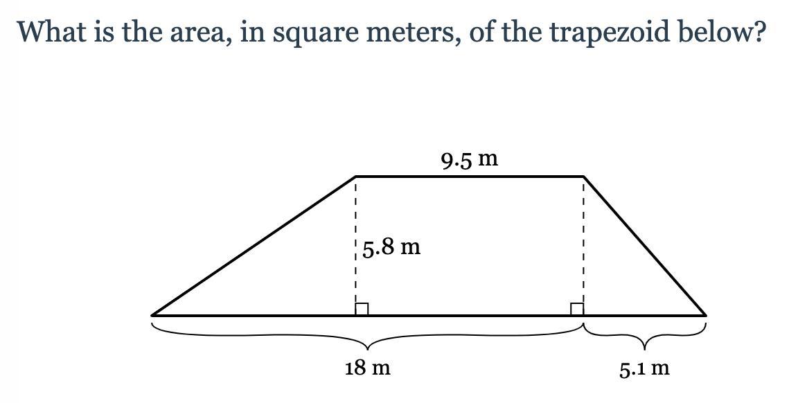 What is the area, in square meters, of the trapezoid below?