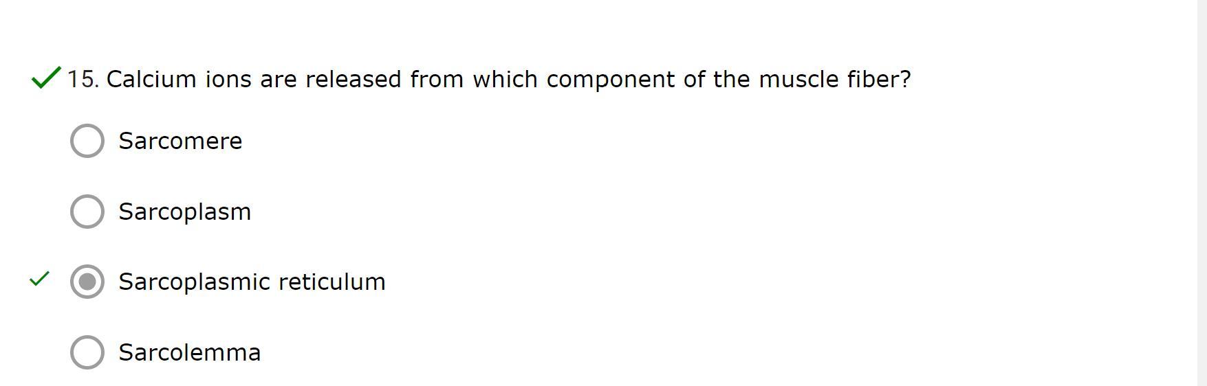 Calcium ions are released from which component of the muscle fiber?