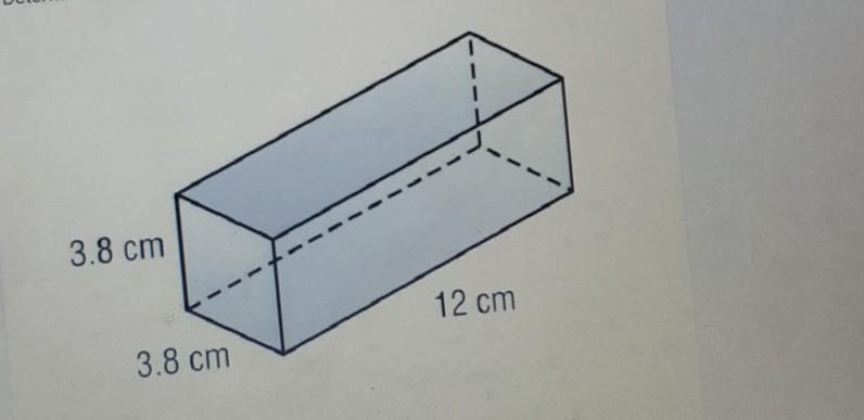 Determine the lateral surface area of the figure below.* 3.8 cm 12 cm 3.8 cm 290.4 cm squared 1824 cm