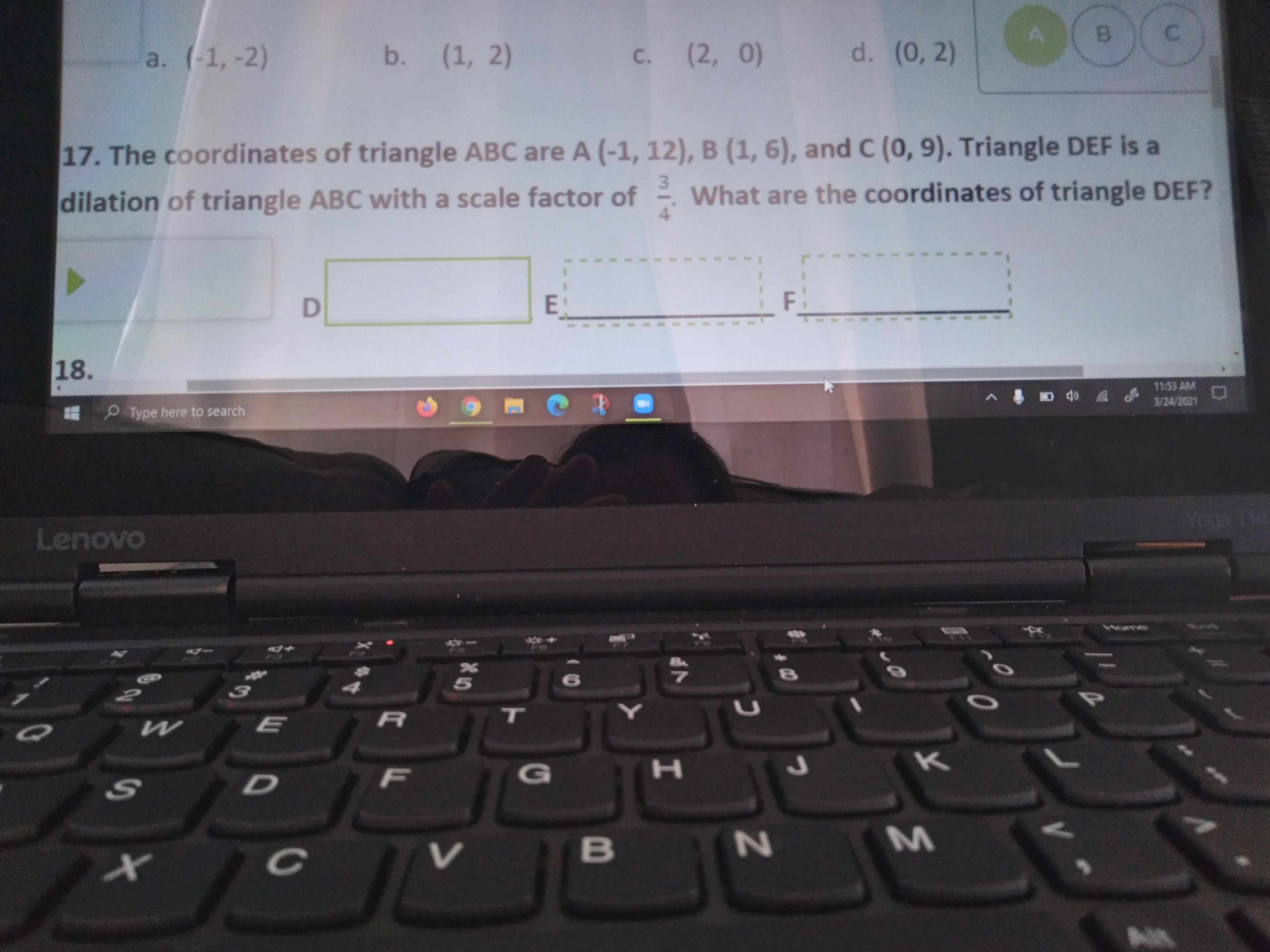 Need Coordinates to triangle DEF