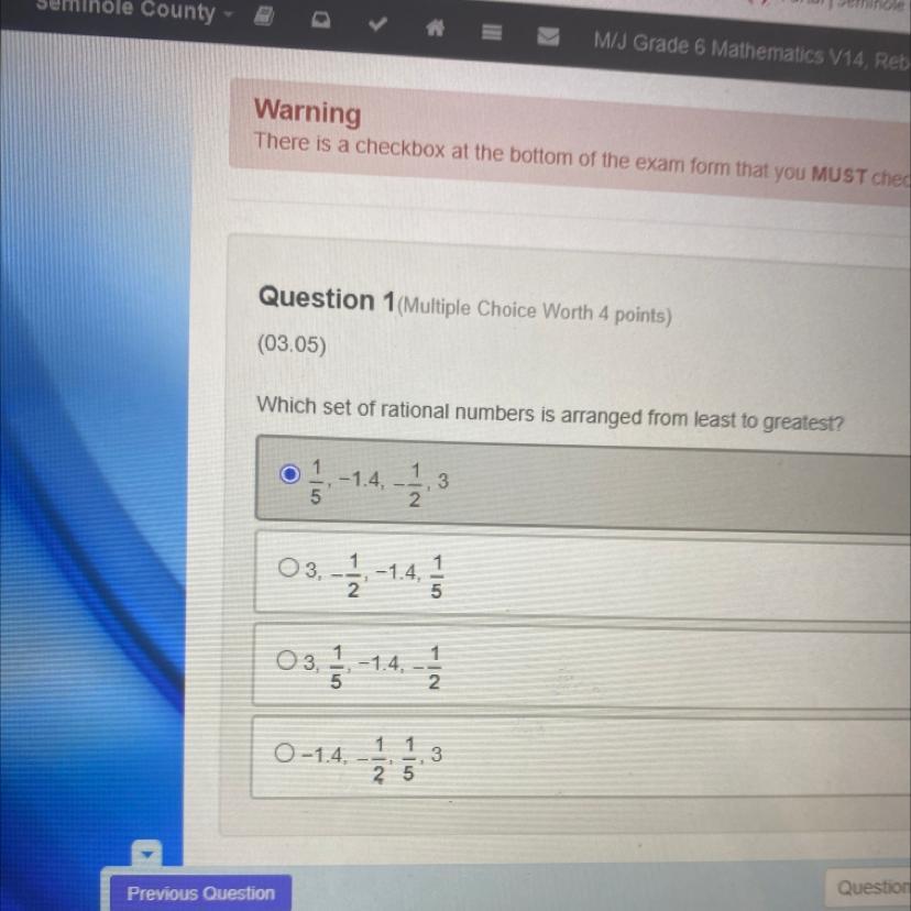 Which set of rational numbers is arranged from least to greatest?