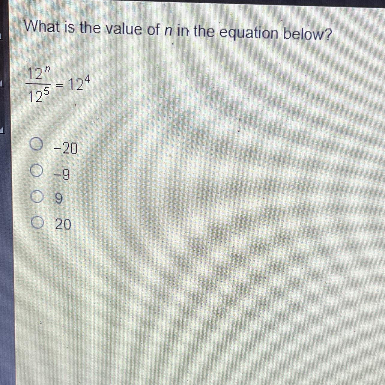 What is the value of n in the equation below?