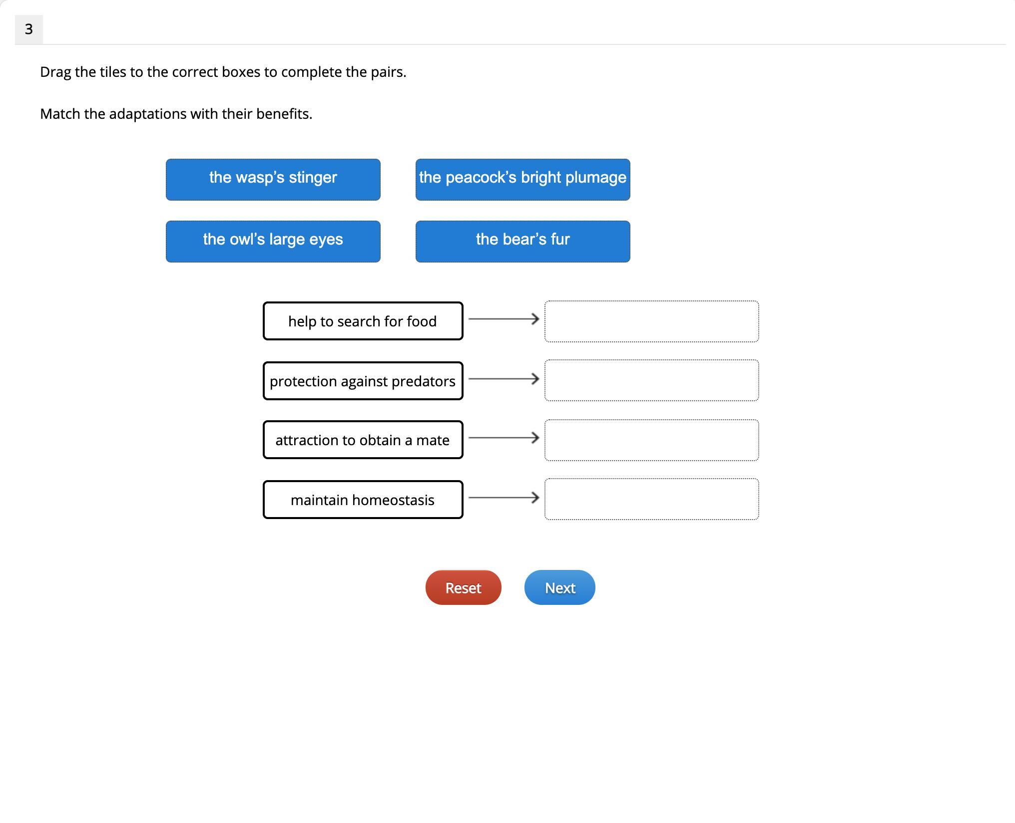 Please Answer SoonMatch The Adaptations With Their Benefits.