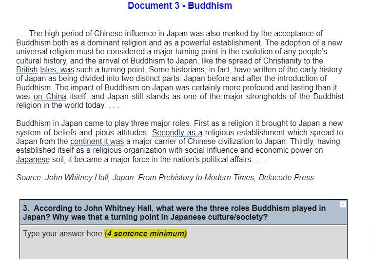 3. According To John Whitney Hall, What Were The Three Roles Buddhism Played In Japan? Why Was That A
