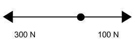 What is the net force acting on the object represented by the solid circle in this diagram?A. 100 N to