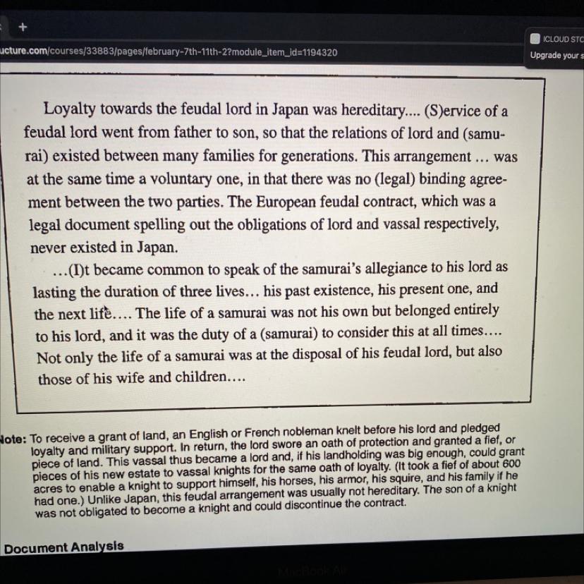 4. Based on the document, what was an important similaritybetween samurai and knights?Based just on this