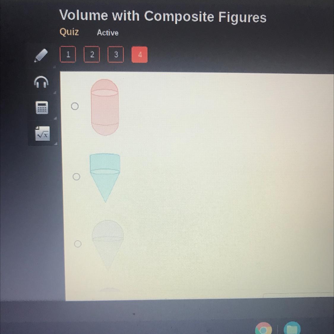 Which composite figure is made up of a cone and a cylinder?