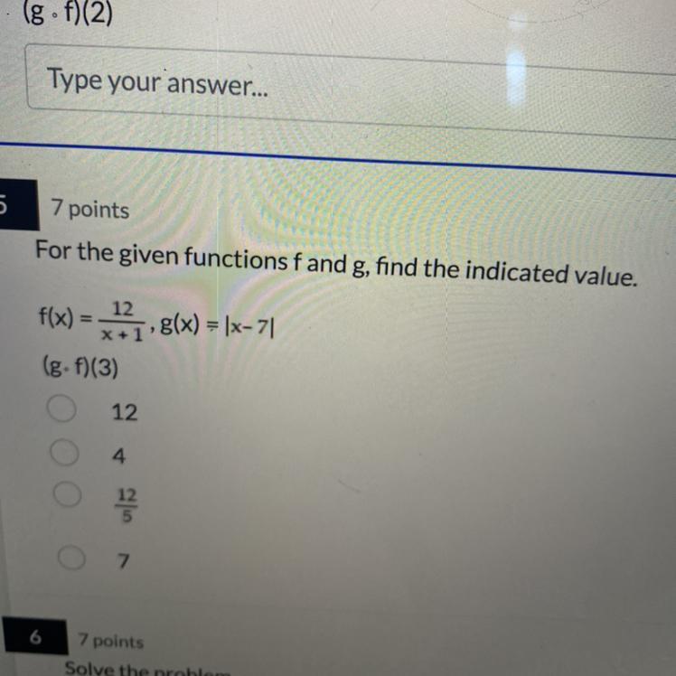 For The Given Functions F And G, Find The Indicated Valur4=2+6,g(=+4(g F)(2)
