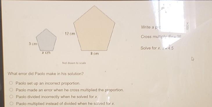 Paolo Was Asked To Find The Original Dimension Of An Enlarged Pentagon, His Solution Is Shown Next To