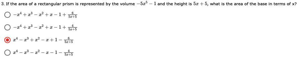 what is the area of the base in terms of x