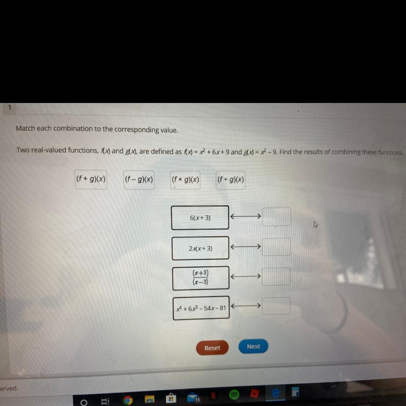 Please help asap! Match each combination to the corresponding value. (View image) 