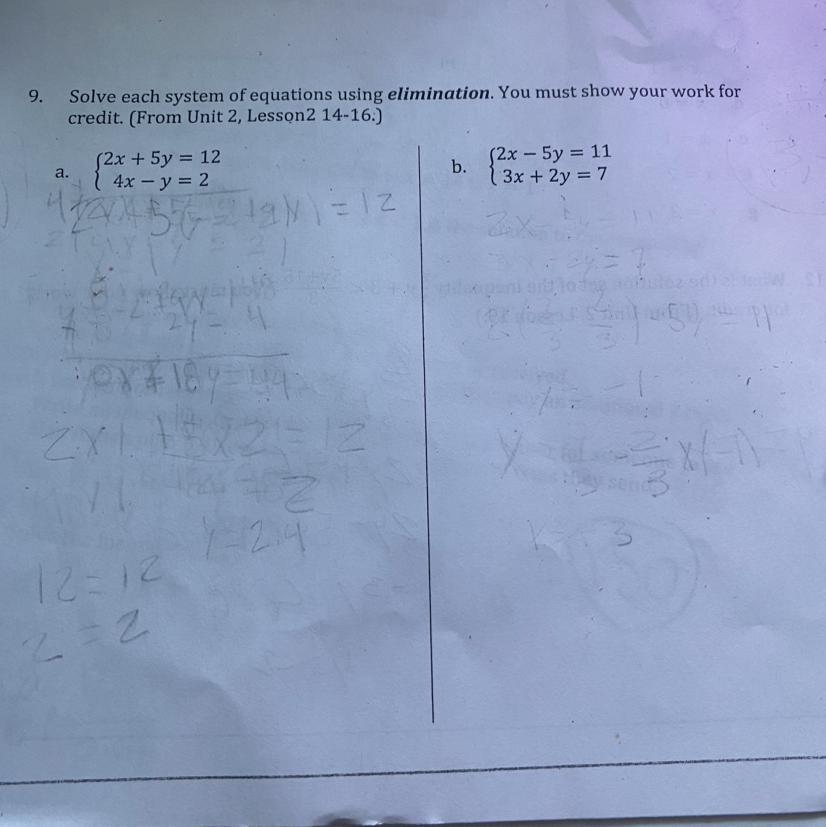 Help Me Please Must Use Elimination 