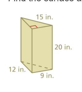 EASY/ WILL MARK BRAINLIEST/ 15 POINTSFind the surface area of the triangular prism.