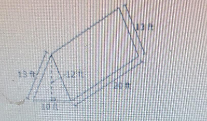 A triangular prism is shown below.What is the surface area of the triangular prism?Solution: