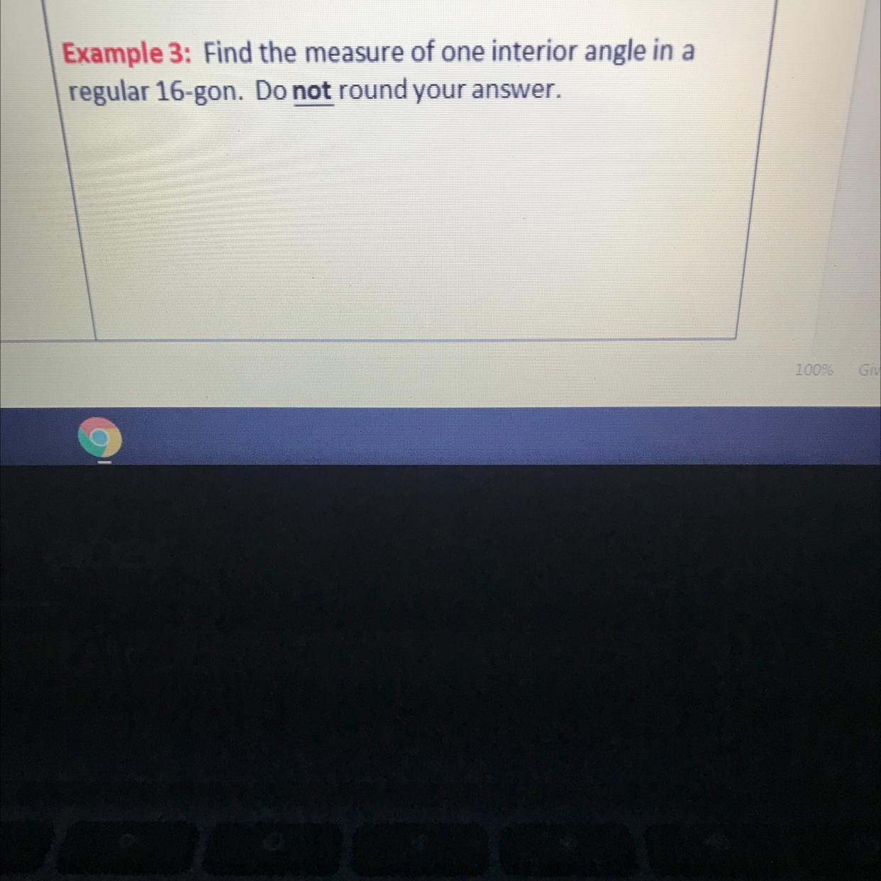 Find the measure of one interior angle in a regular 16-gon. Do not round the answer.