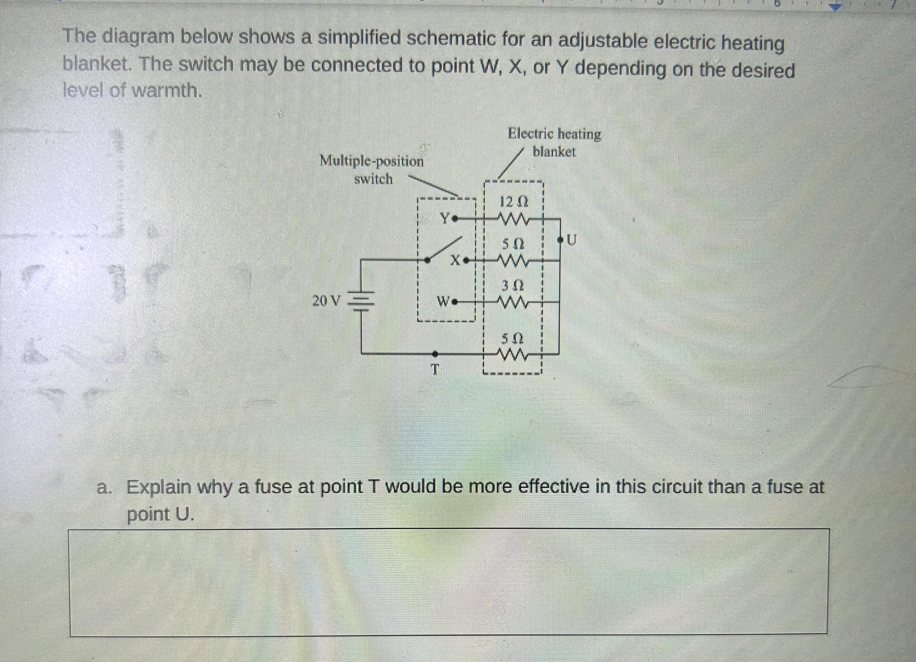 Please help!!! Due at the end of classQuestion: Explain why a fuse at point T would be more effective