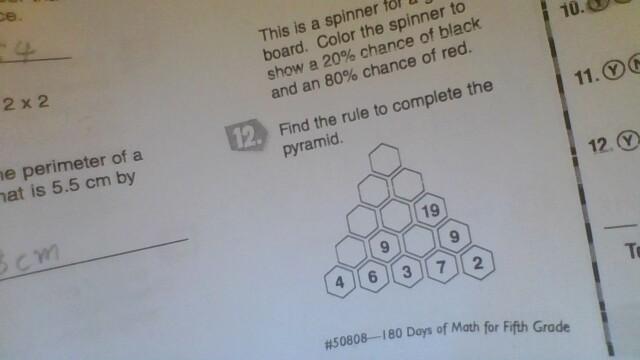 find the rule to complete the pyramid.