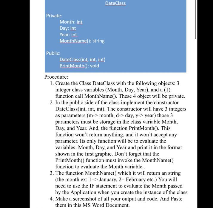 I need help really bad in my C++ I need to make a class and follow with the information but am very new