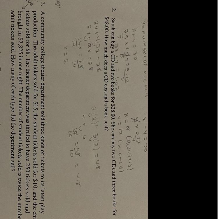 Help solving question two. Please ignore my work. I wasnt sure how to do it. 