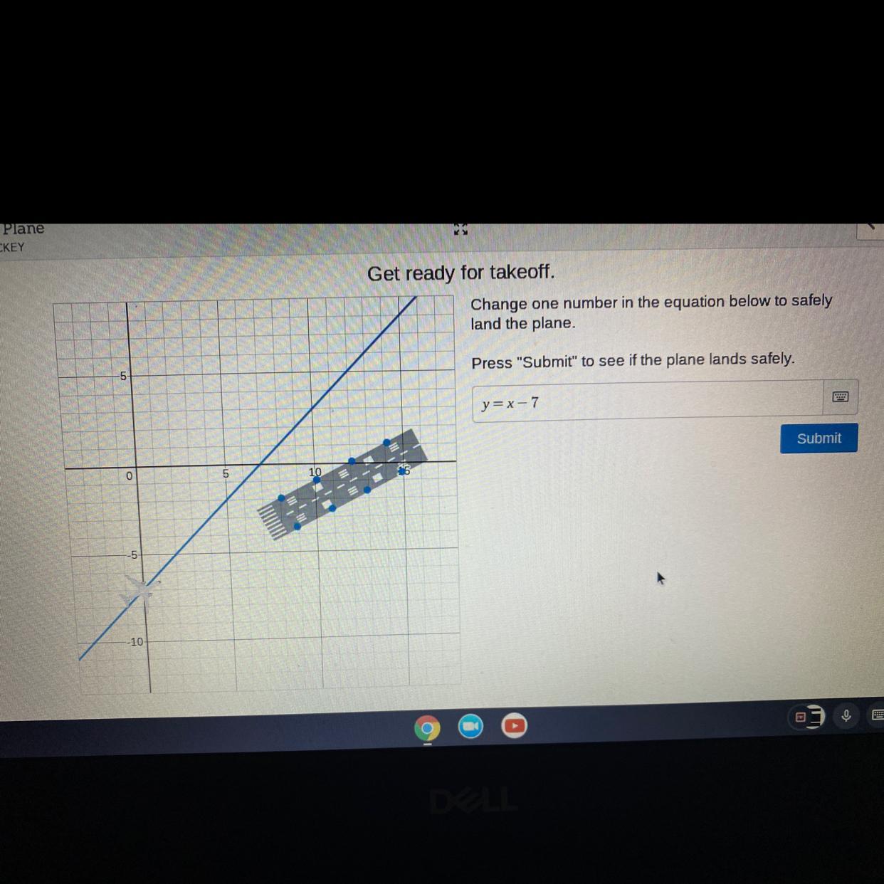 Change one number in the equation below to safely land the plane. 