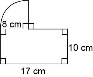 This figure consists of a rectangle and a quarter circle.What is the perimeter of this figure?Use 3.14