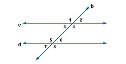 Which angle is supplemental to angle 6?Select one:a.Angle 8b.Angle 2c.Angle 7d.Angle 3