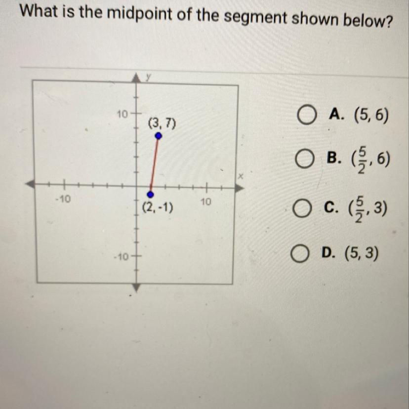 What is the midpoint of the segment shown below 
