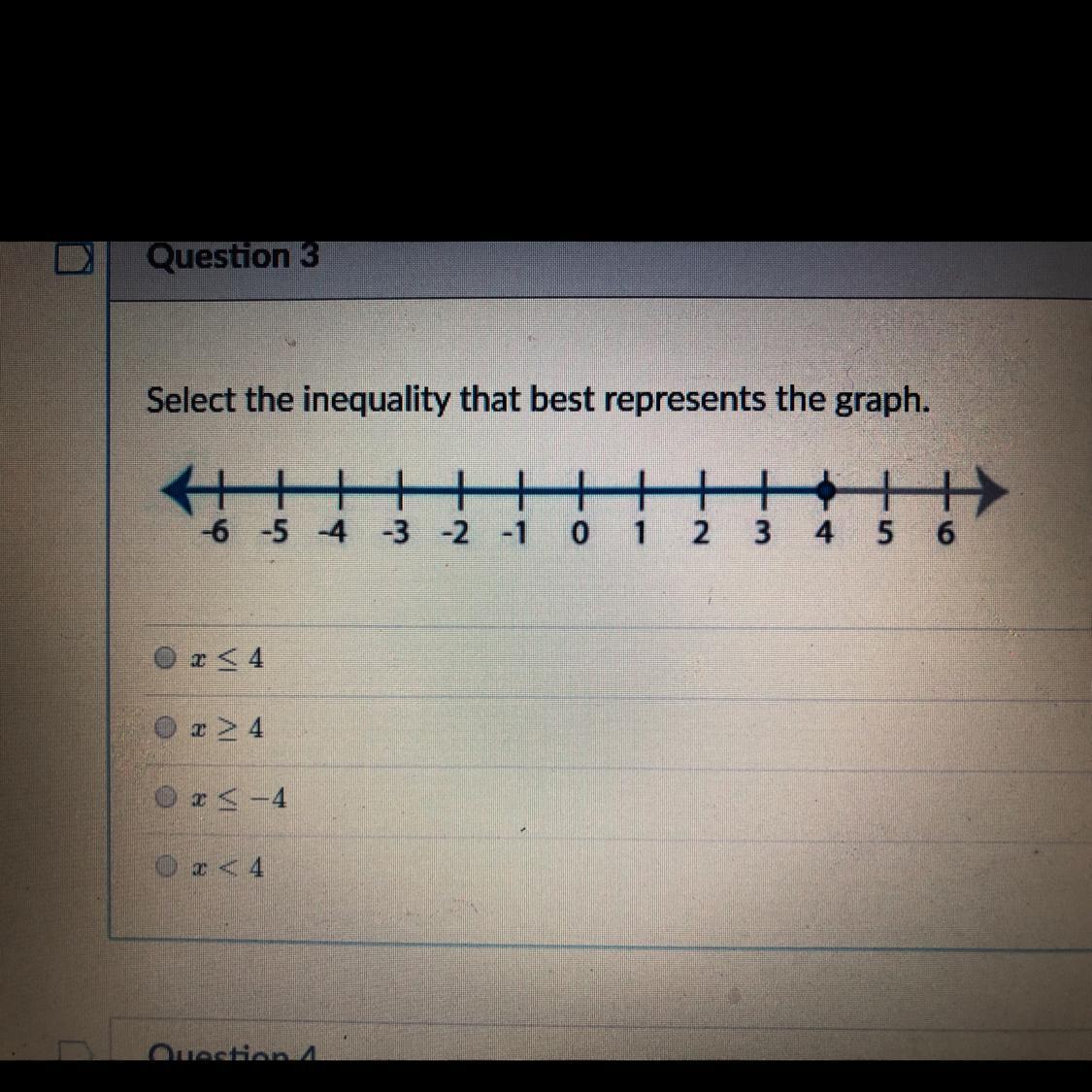 Select the inequality that best represents the graph.-3-1-6 -5 4023456PLEASE HELP if you can help with