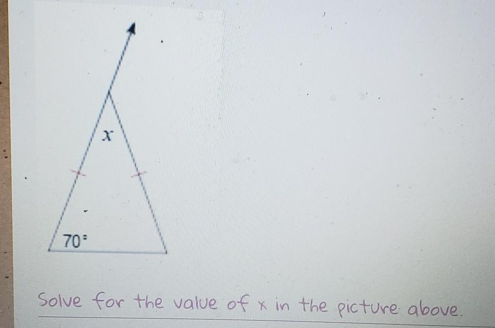 Solve for the value of x in the picture above