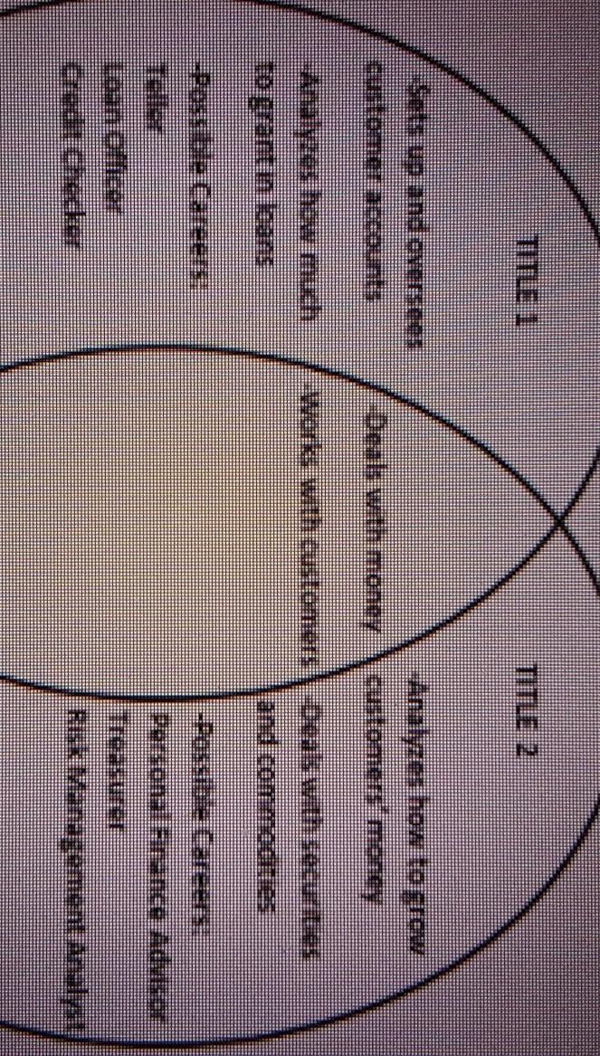 Shirine has been debating between two career pathways in finance. She creates a Venn diagram to compare