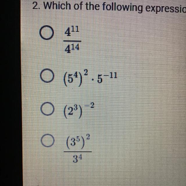 Which one of these expressions doesnt have a value less than 1 please help thank you if u do