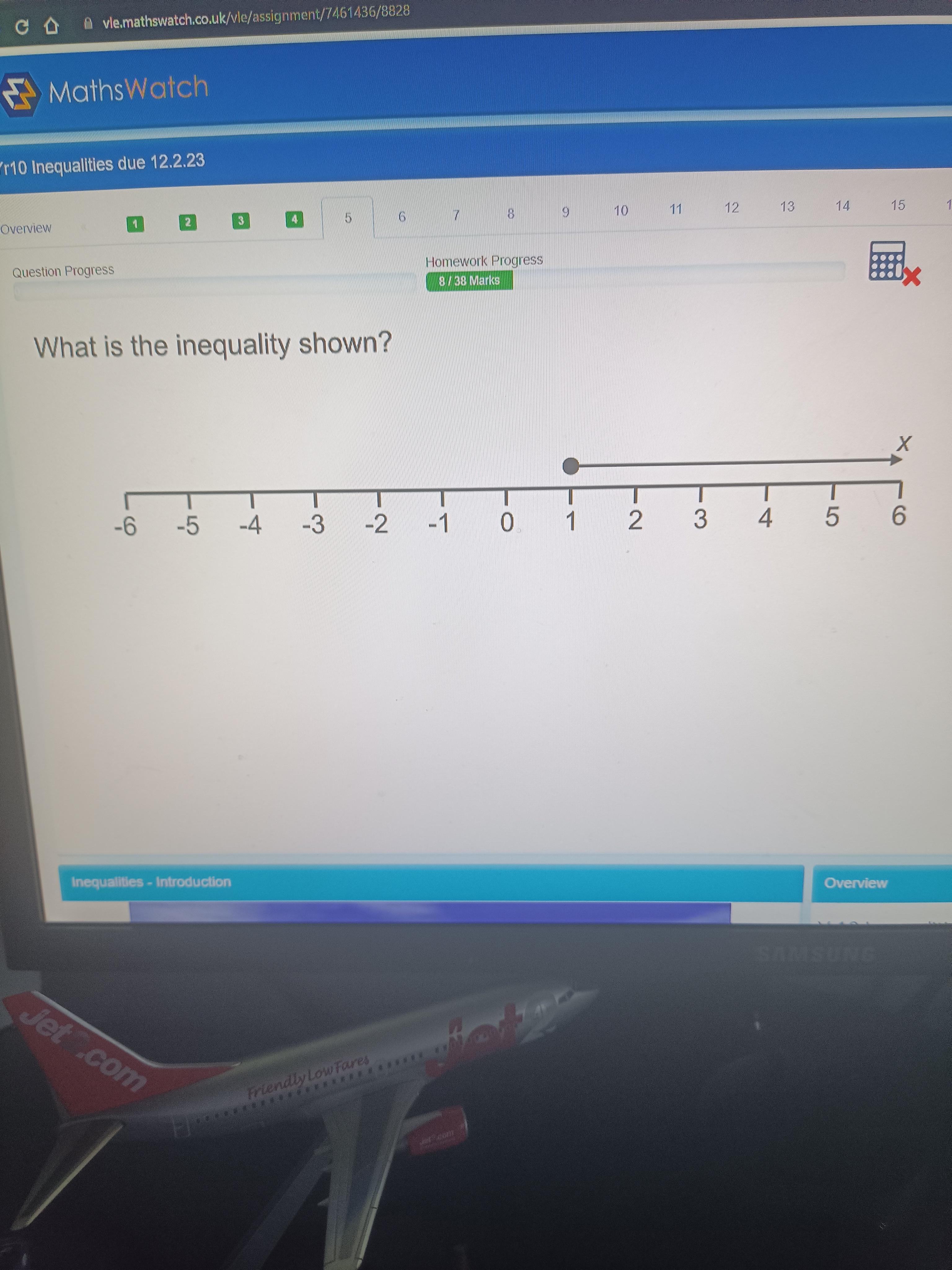 What is a inequality on a number line