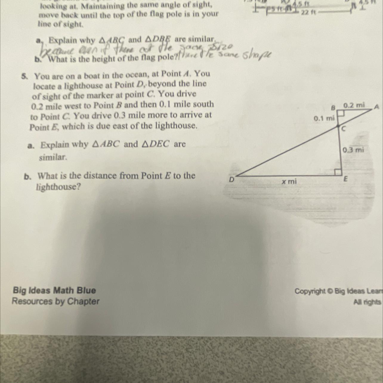 you are on a boat in the ocean at point A you locate a lighthouse at point D beyond the line of sight