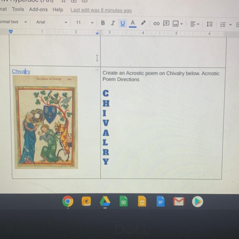 Create An Acrostic Poem On Chivarly