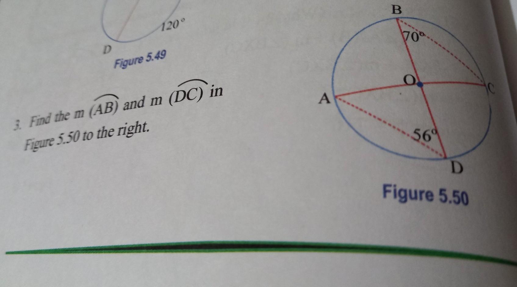 Find the measure of arc AB and DC.
