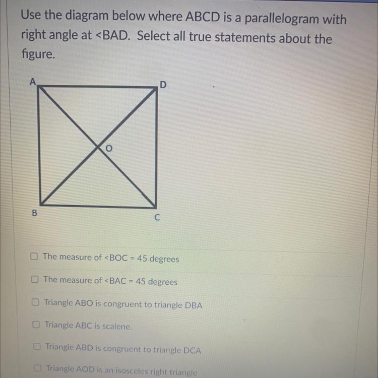 Use The Diagram Below Where ABCD Is A Parallelogram Withright Angle At 