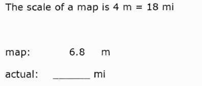 The Scale Of Map Is 4m = 18mimap : 6.8mactual : ____ Mi