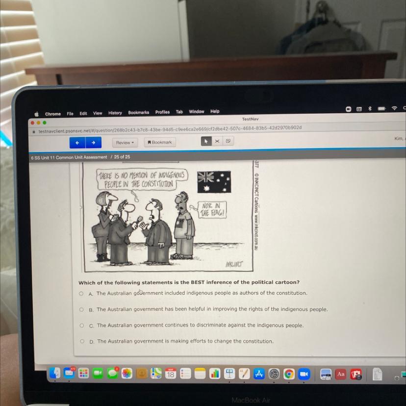 THERE NO MEROON OF NDIGENOUS SKWhich of the following statements is the BEST inference of the political