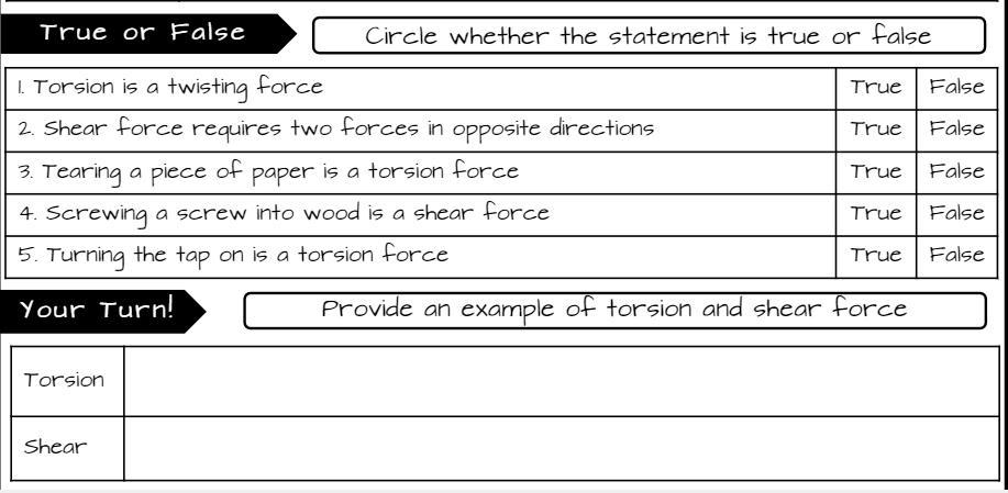 True or false internal forces.