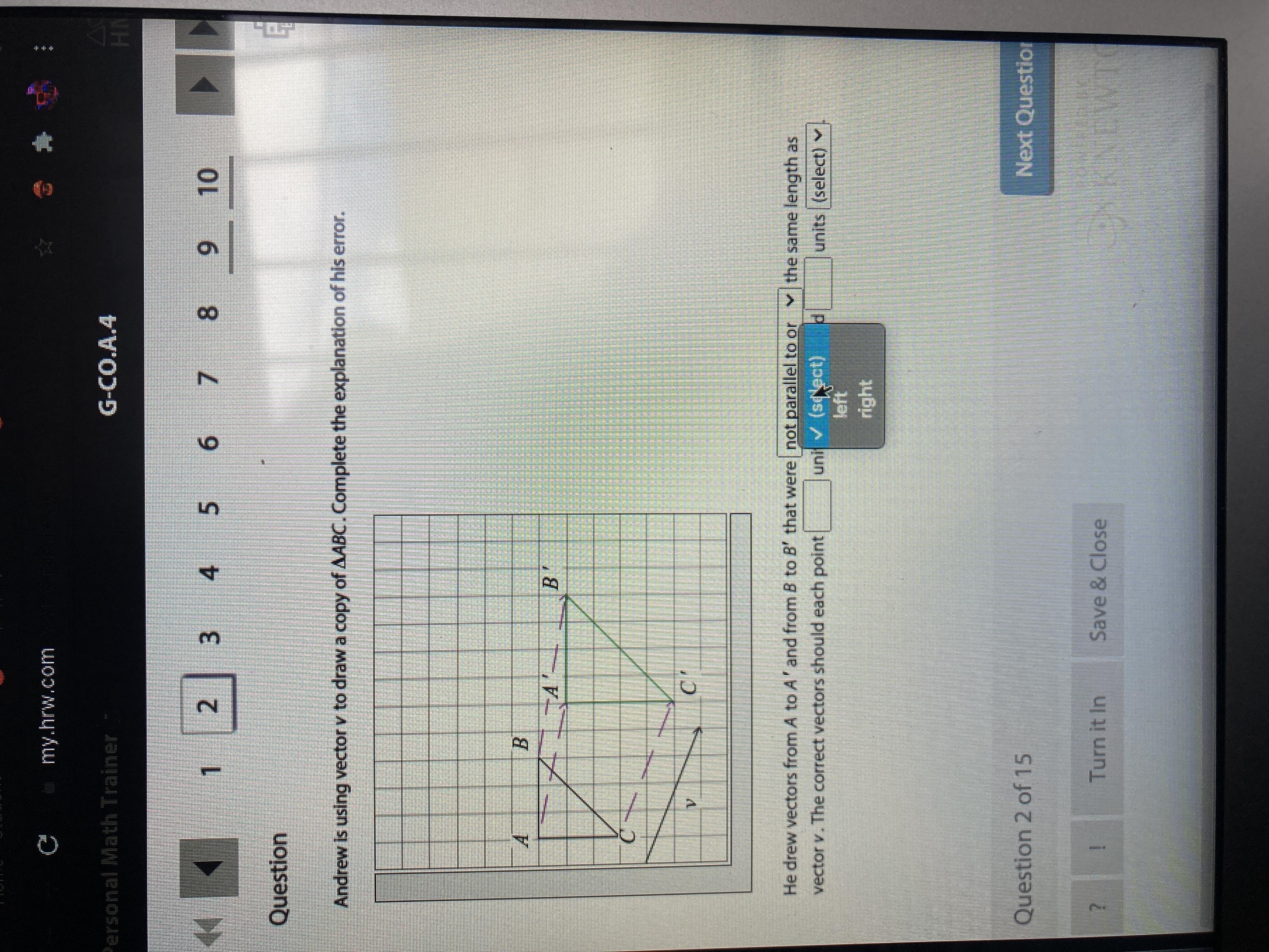 the second drop down box says up or down