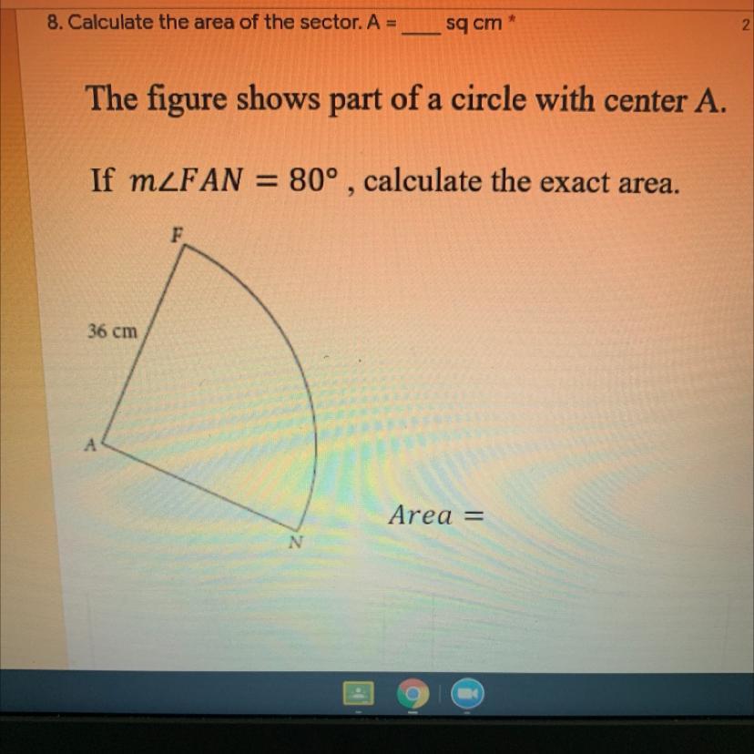 pls help! whats the area of the sector!
