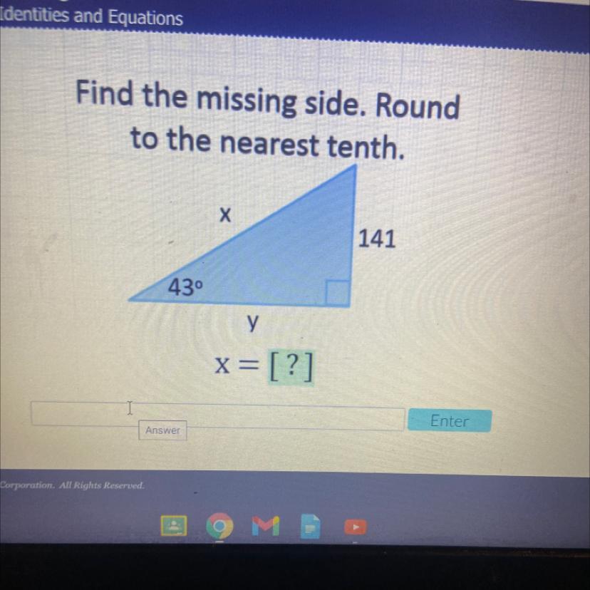 Find the missing side. Roundto the nearest tenth.