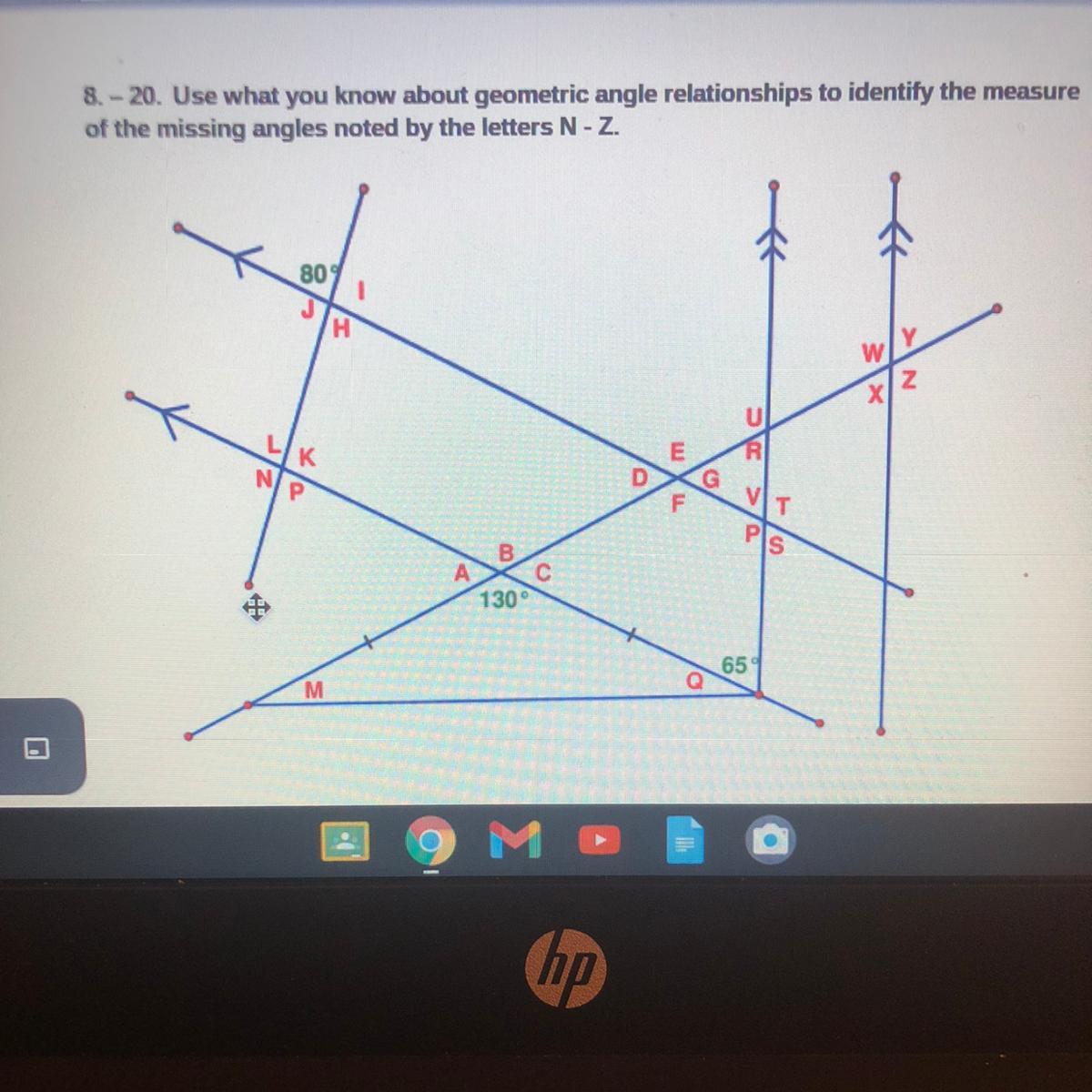 Geometry Missing Angle Puzzle # 1 Answer Key