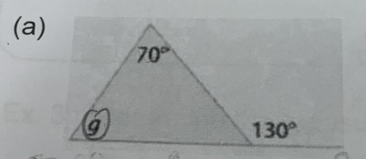 4a) Determine the measure of angle g.
