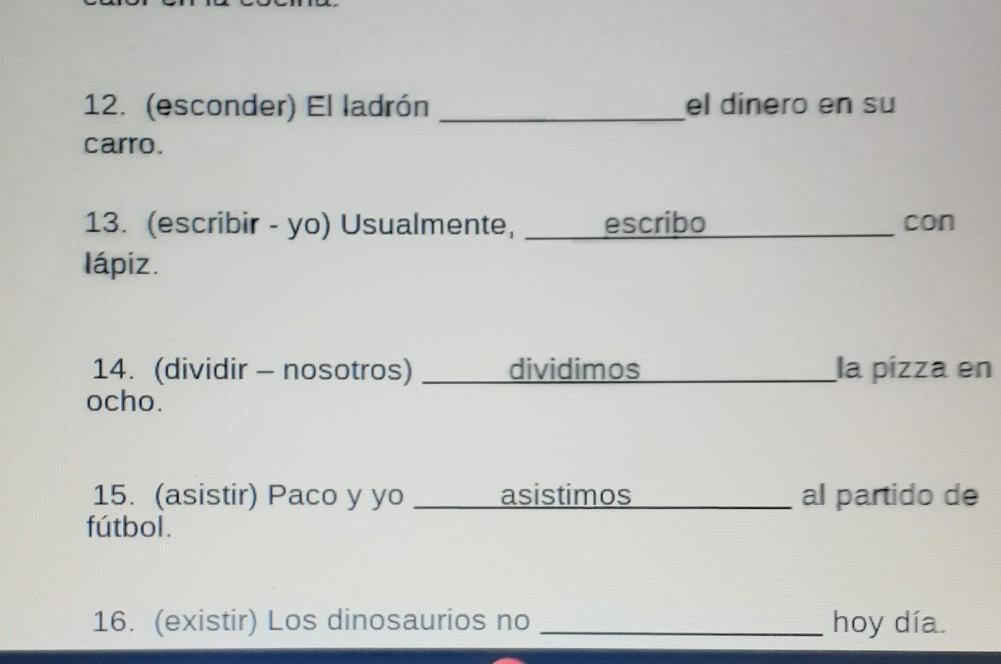 please help me conjugate number 12, and 16
